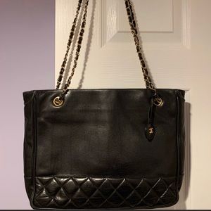 Chanel Vintage Black Leather Tote